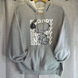 Peanuts Gray Zip-Up Sweater with Snoopy Design unisex size XXL